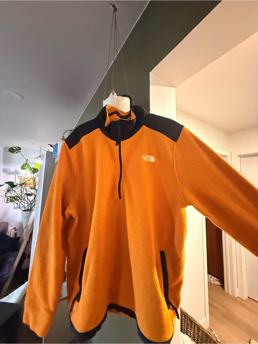 The North Face Orange Fleece Jacket with Black Trim